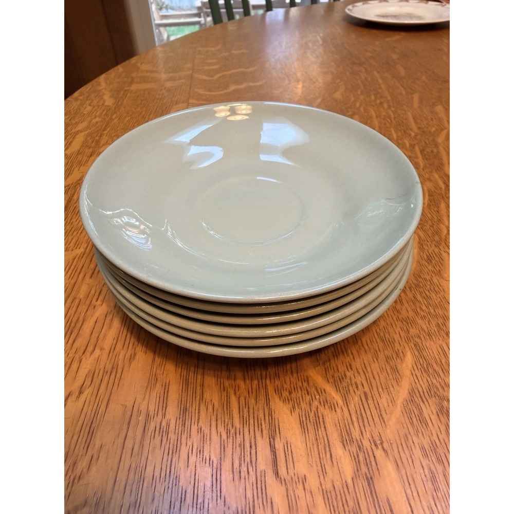 Set Of 6 Vtg Wedgwood Plain Celadon 5.5" Saucers Excellent
